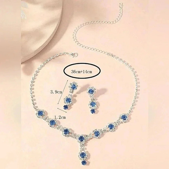 Blue Crystal Cubic Zirconia Special Events Cocktail Wedding Valentine's Gift - Picture 4 of 5